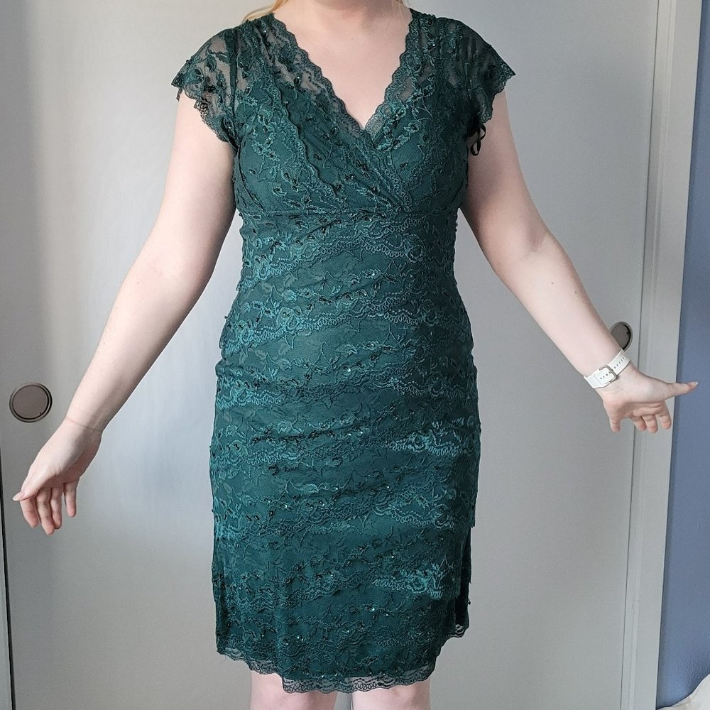 Marina Emerald beaded Party Dress Sz 14